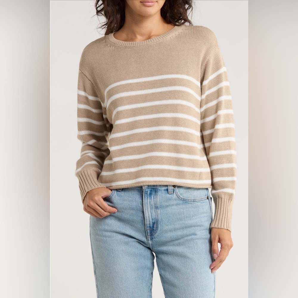 H&M Divided Tan & White Striped Sweater